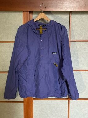 Vintage Patagonia Anorak Pullover Jacket Half Zip Purple Yellow Small Oversized
